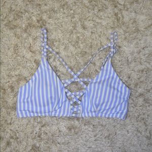 Purple & White Criss Cross Bathing Suit Top